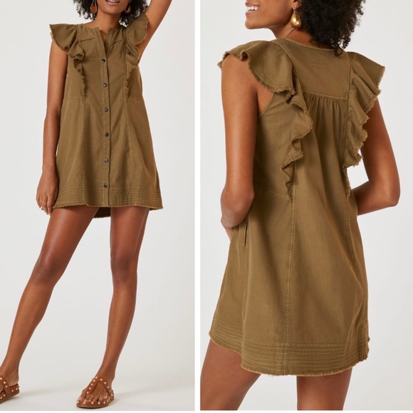 Anthropologie Dresses & Skirts - Anthropologie Pilcro Flutter-Sleeve Buttondown Tunic Dress, Size XL